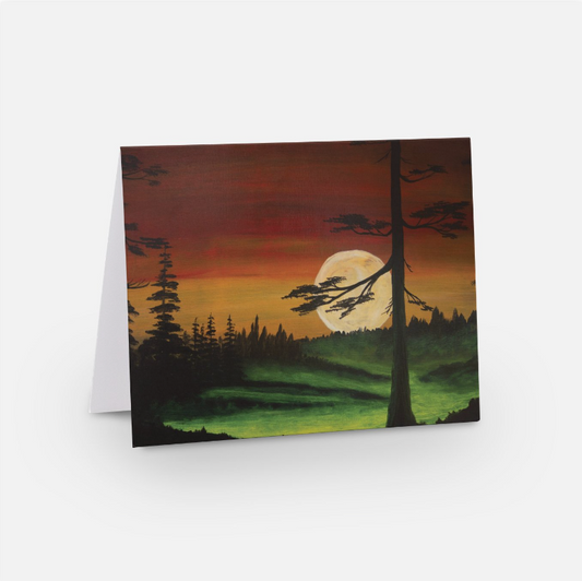 Full Moon Over Foggy Forest- Notecard