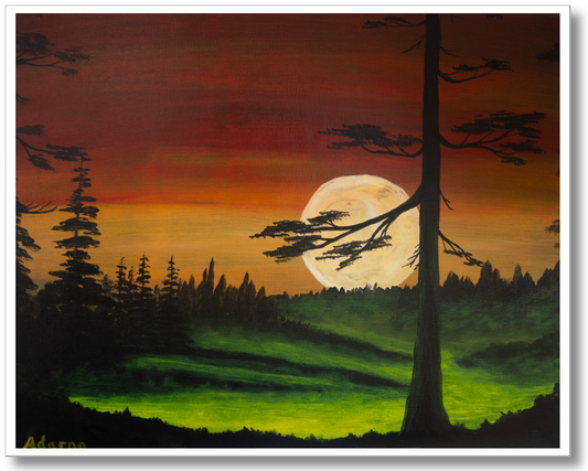 Full Moon Over Foggy Forest- Fine Art Print